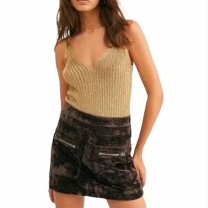 Free People | Brown Velvet Dust to Dust Mini Skirt
